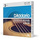 D'Addario ダダリオ アコースティックギター弦 フォスファーブロンズ Light .012-.053 EJ16-3D 3set入りパック 【国内正規品】