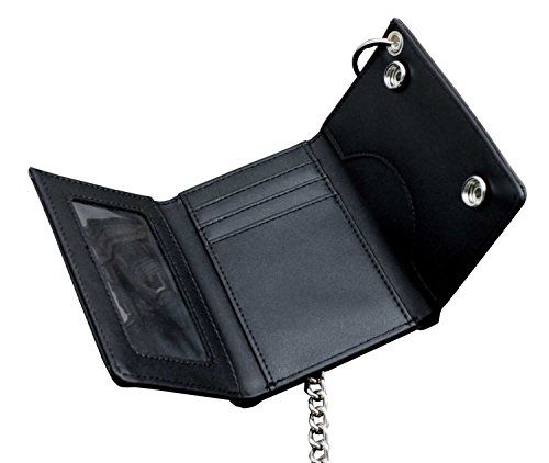 Mens Boys Trifold Biker Trucker Real Leather Wallet with Belt Clip Long Chain - Image 6
