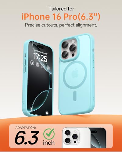 Image of UNBREAKcable Magnetic for iPhone 16 Pro Case 6.3-Inch, Compatible with MagSafe, Full Camera Protection, Built-in Magnetic Ring, Drop Protection Shockproof Slim Phone Cover - Mint Green