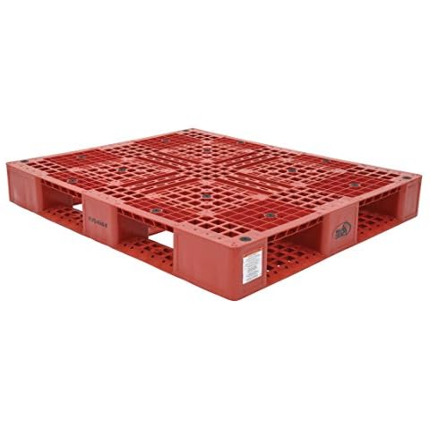 Vestil PLP2-4840-RED Red Polyethylene Pallet with 4 Way Entry, 6600 lbs Capacity, 39.5" Length, 47.375" Width x 6" Height Cover