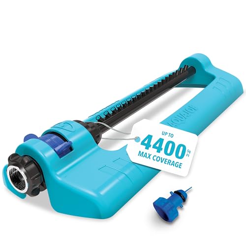 Aqua Joe SJI-OMS20 Jumbo Oscillating Sprinkler with Adjustable Spray and Metal Base, Up to 4,400-Square-Foot Coverage, 70-Foot Spray Distance, 63-Foot Spray Width