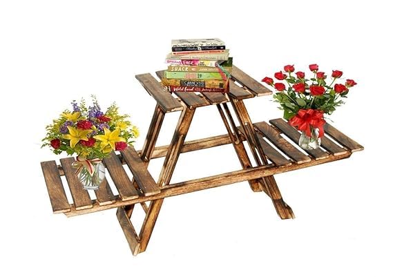 SS HANDICRAFT Wooden Plant Stand for Balcony Living Room Indoor Outdoor Plant Stand Foldable Display Rack Storage Rack for Garden (3 Tier, Brown) (B0D6B4ZFR1) Amazon Price History, Amazon Price Tracker