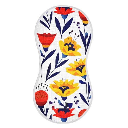 Floral Blossom White Burp Cloths for Babies Burp Rag Cotton Spit Up Rag for Newborn Baby Infant2