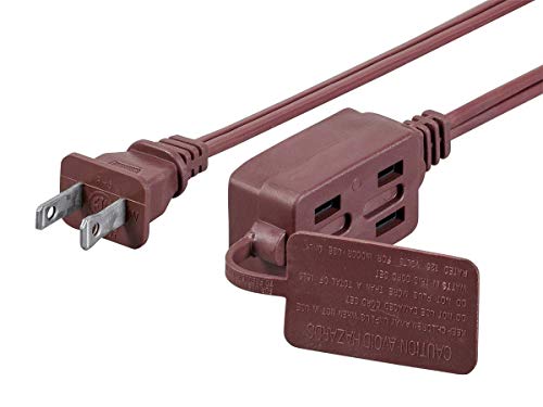 Monoprice 113821 6 '16/2 SPT-2 marrón 3-Outlet hogar Cable de extensión
