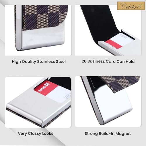 Image of Celebr8 Personalized Credit Card Holder for Men & Women | Name Engraved PU Leather & Metal RFID Card Wallet | Slim Credit, Debit, ATM, Business & Visiting Card Case | Gift for Dad, Husband, Boyfriend