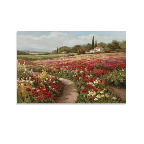 クロードモネポプラポプラポピー風景??印象派油絵キャンバスポスター 印刷 ポスター キャンバス ウォールアート 画像 絵画 現代 芸術 壁の絵 け ソファの背景絵画16x24inch(40x60cm)