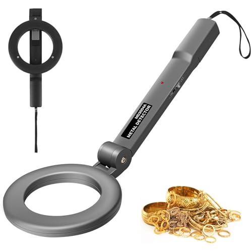 Detector de Metales Plegable con Bobina 5,5', Puntero Metálico Ajustable Sensibilidad Alta/Baja, Pitidos de Inspección de Seguridad, con Correa para Muñeca, para Aeropuertos Y Estaciones