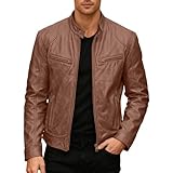 Biker Lederjacke Herren, Lederjacke Kunstlederjacke Vintage Leder Jacken Lederjacken Retro Bikerjacke Leather Jacket Men Motorcycle Motorrad Jacke Übergangsjacke Slim Fit Bomberjacke Kunstleder