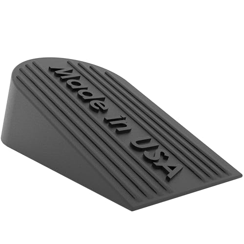 Image of Large Big Rubber Door Stopper Made In USA - Door Stop Wedge for Carpet, Tile, Concrete Floor, Tall Door Stoppers for Bottom of Door - Heavy Duty for Commercial & Home - 6.5 x 2.75 x 1.9 Inches - Black
