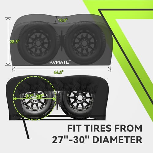 RVMATE RV Tire Covers, Dual Axle Wheel Cover Fits 27"-30" Dia. Tires,2 Pack by RVMATE - Used condition - Image 3