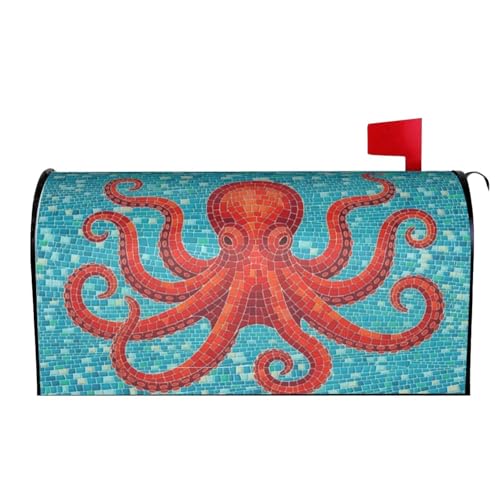 Image of Octopus Mailbox Cover Magnetic Ocean Theme Waterproof Mailbox Wraps Post Letter Box Decor 21x18 in