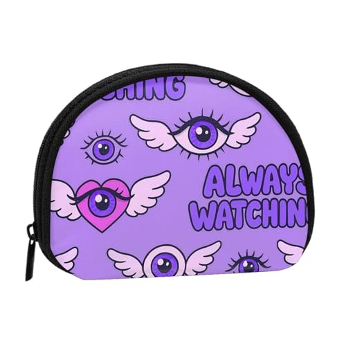 Portable Coin Purse Always Watching Eye Mini Zippered Money Pouch Card Holder