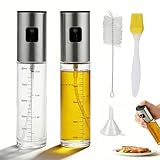 qortyavvu Oil Sprayer for Cooking, Upgraded Refillable Olive Oil Spray Bottle Mister with Brush for Air Fryer Oil Vinegar Portable Glass Kitchen Gadget for BBQ, Salad, Roasting, Grilling Local Stock