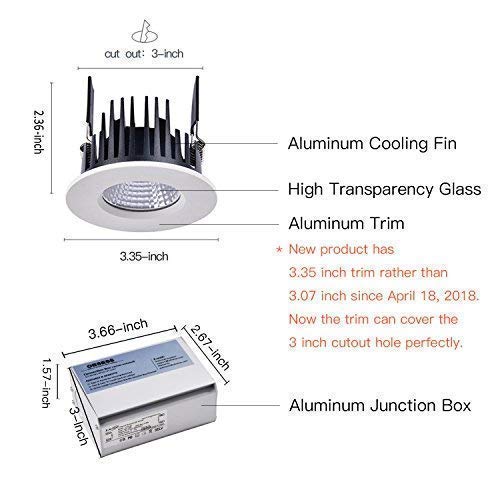 Obsess 3 Inch Led Recessed Ceiling Light With Junction Box Dimmable Led Downlight Shower Lights Gimbal Trim 3000K Warm White 8W 600Lm Brightness Ip65 Waterproof #TOP3