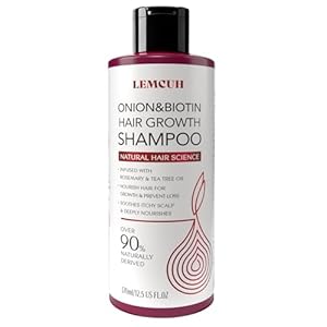 Biotin & Onion Shampoo for Hair Growth: Anti Hair Loss Volumizing Thickening Shampoo for Thinning Hair – Silicone Sulfate-Free Formula with Botanical Nutrients for Sensitive Scalp Pack (12.5floz)