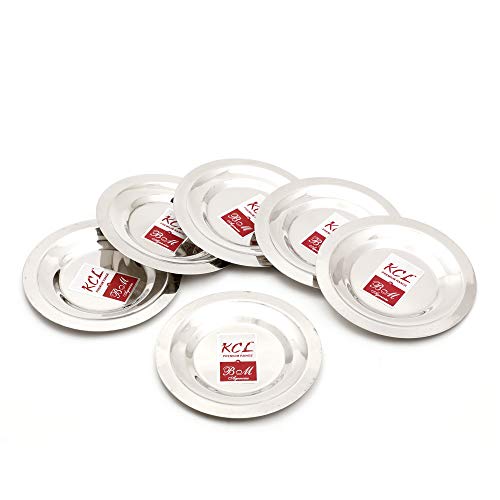 Image of KCL Stainless Steel - Multipurpose Lid Set | Heavy Gauge Round Shape Ciba Set For Home & Office Use | Suitable For Cup & Glass | Set of 6 Stainless Steel Lid | 9 Cms
