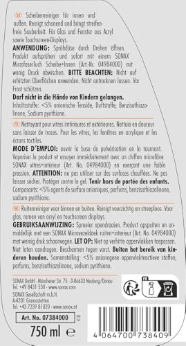 SONAX CARAVAN Acryl+GlasReiniger (750 ml) schonend streifenfreie Sauberkeit für Glas, Fenster aus Acryl & Touchscreen-Displays | Art-Nr. 07384000
