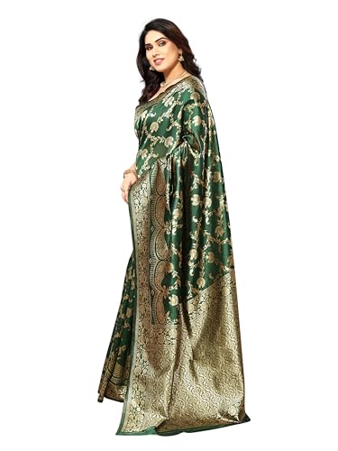 Image of StyleScope Women's Kanjivaram Banarasi Jacquard Silk Saree With Unstitched Blouse Piece (Silk Hanumann)