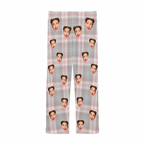 Personalized Photo Face Pajama Pants for Men Custom Plaid Stripes Pajama Sleepwear Bottoms with Pockets4