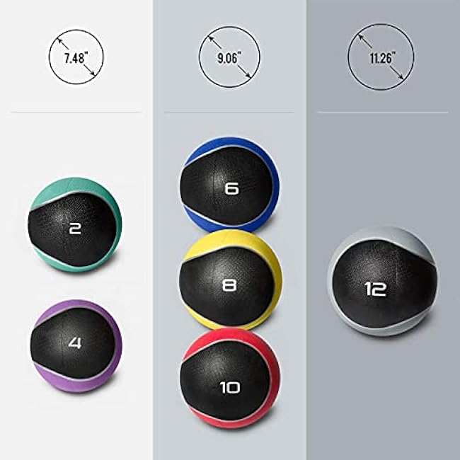 WF Athletic Supply Medicine & Exercise Ball - Durable Rubber & Consistent Weight Distribution; Comfort Textured Grip for Strength, Balance & Core Training, Multiple Choices Available