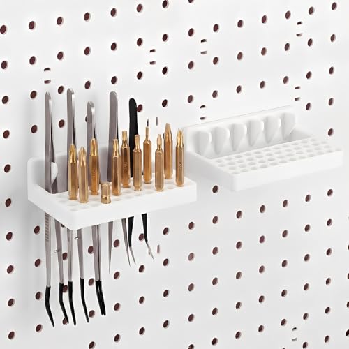 Novabright 2 Pcs Pegboard Bit Organizer Set 46 Hole Storage Screwdriver Drill Holder Tray 6 Stands for Tweezer 1/4" Hex Bit Adapter Storage Pegboard Organizer Accessories Toolbox, Tools Not Included