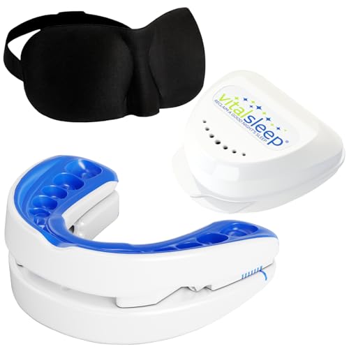 VitalSleep Mens Anti Snoring Mouth Guard Adjustable Snoring Device Custom Anti Snore Device with Blackout Sleep Mask Snore Mouthpiece for Better Sleep USA Made 1 Year Warranty
