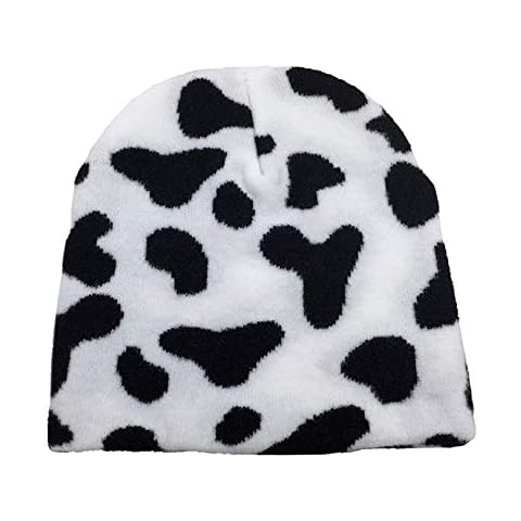 xperry Women Men Winter Hats Cow Print Beanie Knitted Soft Warm Slouchy Skull Ski Cap Cover