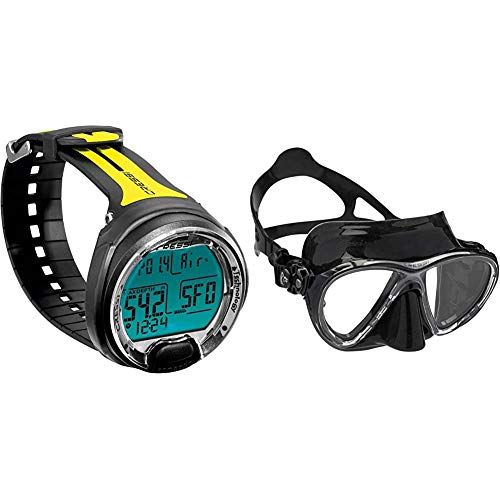 Cressi Leonardo Ordenador de Buceo, Adultos Unisex, Negro/Amarillo, Talla única + Big Eyes Evolution - Gafas de Buceo