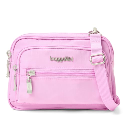 Image of Baggallini Triple Zip Small Crossbody Bag for Women - Lightweight Convertible Fanny Pack Belt Bag