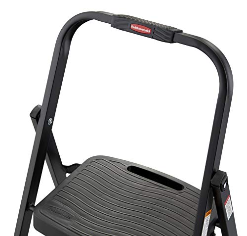 Rubbermaid 3-Step Steel Ladder, Folding Step Stool with Hand Grip and Non-Slip Feet, Black, Tested to ANSI US Safety Standards, No Assembly Required - Image 7