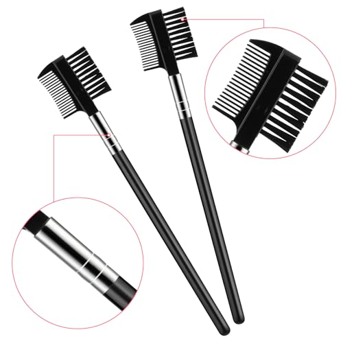 YUXIANLB 2 Teiliger Wimpernbürstenkamm Augenbrauenpinsel Wimpernkamm Set Wiederverwendbarer Dual Bürsten Wimpernapplikator Trennwerkzeug Make-up Zubehör für Die Wimpernverlängerung
