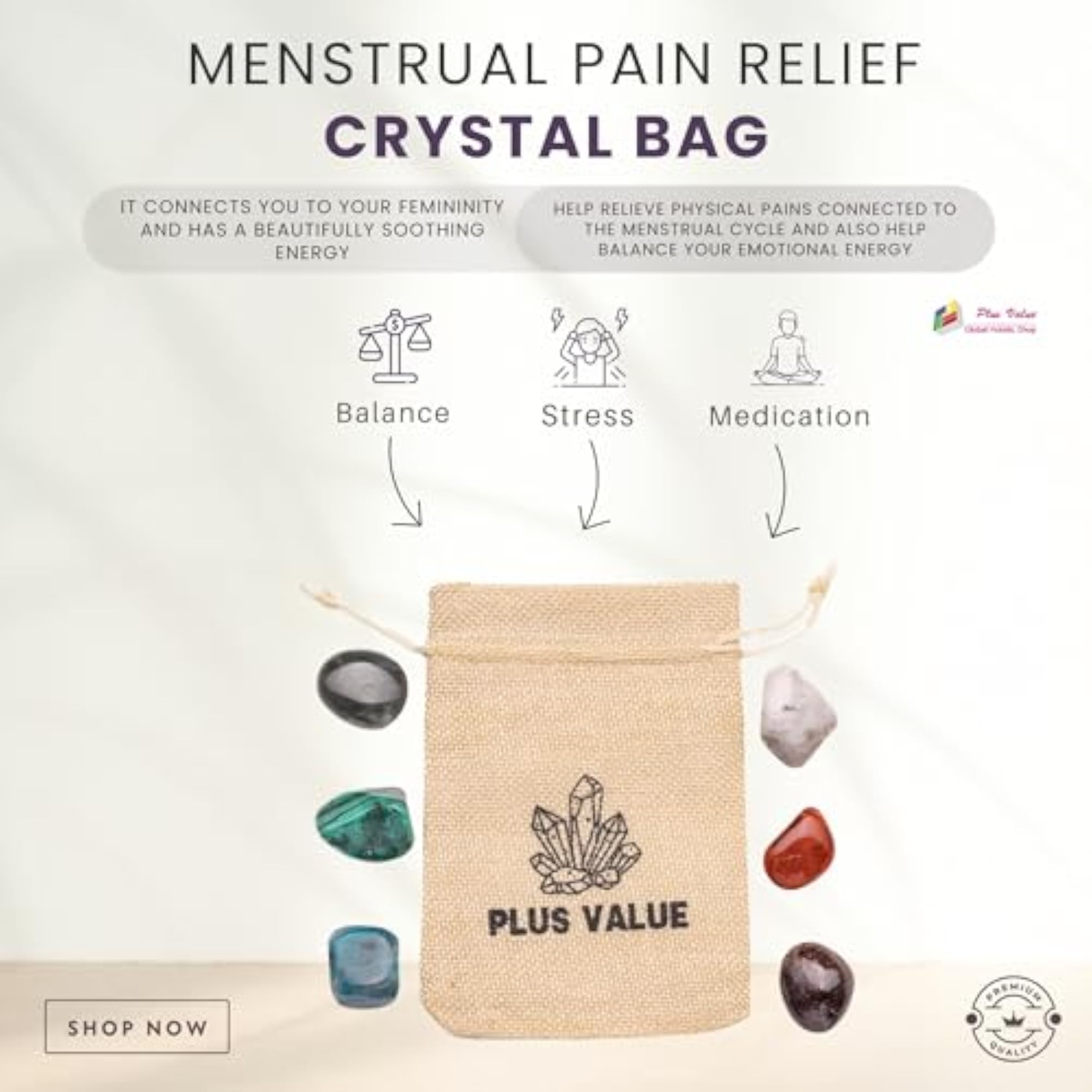 Pocket Healing Crystal Bag for Menstrual Pain Relief