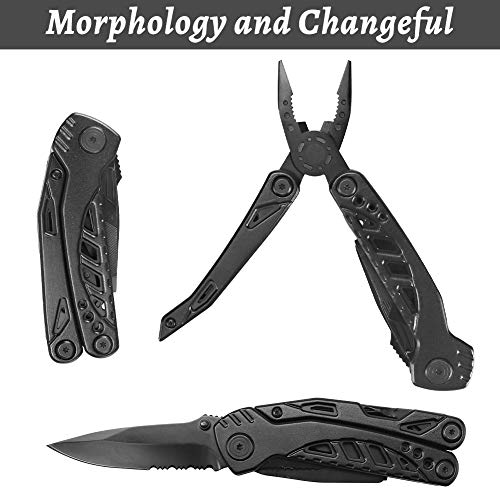 Multi Tool for Men, HIPPIH 11 in 1 UPGRADED Pocket Knife Multitool, Durable Stainless Steel Multitools & Folding Saw, Wire Cutter, Multitool Pliers for Survival, Camping, Fishing, Hunting, Car Set.