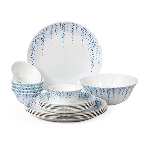 Image of Cello Imperial Sky Fall Opalware Dinner Set, 19 Pieces, White