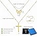 Huquary Easter Basket Stuffer Cross Necklace for Women Dainty Layered Choker Cross 14k Gold Plated Girly Pendant Simple Cute Bow Charm Necklaces Religious Faith Christian Jewelry Gifts