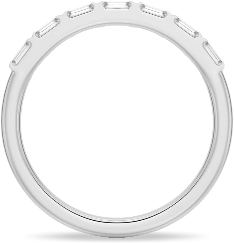 MSBLUE 7 Stone Baguette Cut Moissanite Wedding Ring, 14K White Gold Vermeil, Rhodium Finish - Image 3