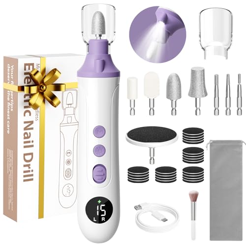 Ccigedy Cordless Electric Toe Nail Grinder for Thick Toenails with LCD Lamp