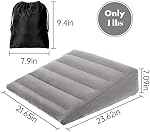 Oreiller de voyage gonflable avec Air Pompe, Oreiller de lit léger portable pour dormir, Oron d'élévation des jambes pour le soulagement de la houle, Oreilleur post-chirurgie triangle avec/Couvercle lavable (gris clair)