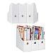 Magazine File Holder (Set of 6, White), Sturdy Cardboard Magazine Holder, Folder Holder, Magazine Organizer, Folder Organizer, Magazine Box, File Storage, or Book Bins for Classroom Library Organizer