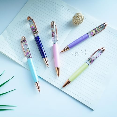 Sikyby Prinzessin Nettes 3D Schwimmer Flüssigkeit Schreiben Journaling Büro Stift Einzigartiges Geschenk für Frauen Männer Kinder Set von 5 Stiften