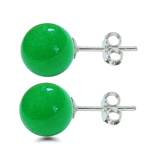 Goujons Jade Malay argent massif 8mm anti-allergie fermoir sécurisé