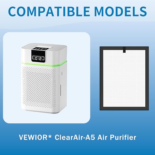 Image of ClearAir-A5 Replacement Filter, Compatible with VEWIOR ClearAir-A5 Air Purifier, 3-in-1 H13 True HEPA and Activated Carbon Filters, 4 Pack