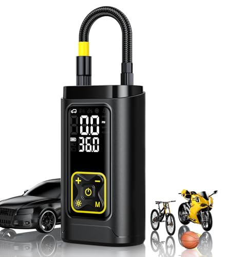 Philoent Tire Inflator Portable Air Compressor for Car Tires with Gauge, 150PSI Fast Bike Air Pump for Auto, Motorcycle, Bicycle, Balls, Digital Tire Pump with LED Light, Auto Shut-Off