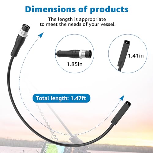 Image of 720074-12 AS EC QDE Ethernet Adapter Cord for Humminbird Fish Finders | Compatible with Humminbird Fish Finders HELIX 7,8,9,10,12,15 & More | 17-Inch for Humminbird fish finder cable