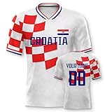 Yolovi Kroatien Personalisiertes Fussball Trikot 3D Druck Football Shirt mit Ihrem Namen und Nummer Hip Hop Football Jersey für Herren Damen Kinder, Small-6X-Large