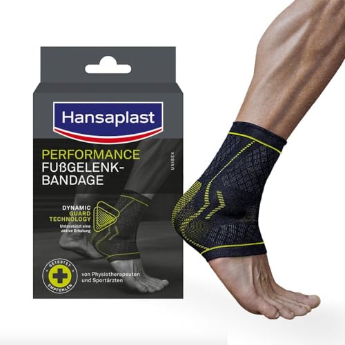 Hansaplast Performance Fußgelenk-Bandage, Sprunggelenkbandage stabilisiert & entlastet das Gelenk, Knöchelbandage für rechtes & linkes Fußgelenk unterstützt die aktive Erholung, Größe L/XL