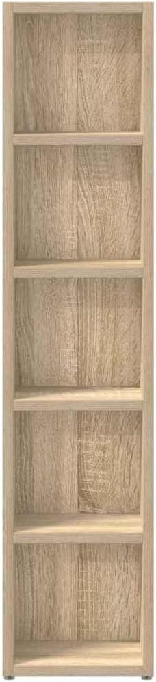 Set of 2 Sonoma Oak Engineered Wood Tall CD Cabinet Storage Units with Wall Mount Unit for Media Organization