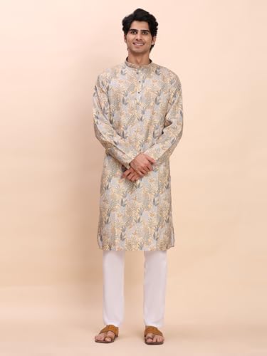 Image of Pro-Ethic Style Developer Men's Cotton Printed Kurta Pajama Set Traditional Outfit | Mandarin Collar (E-129)
