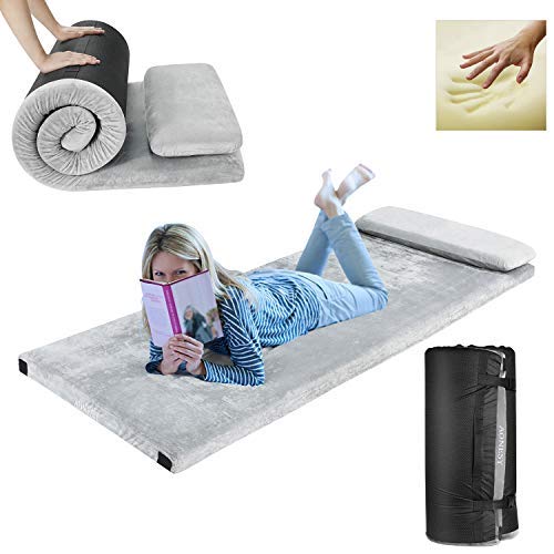 AONESY Memory Foam Camping Mattress,Roll-Up Floor Mattress for Sleep Guest Bed Car Mattress