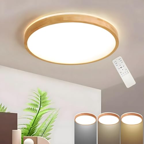 Plafonnier LED bois 36W intensité variable pour chambre d'enfant